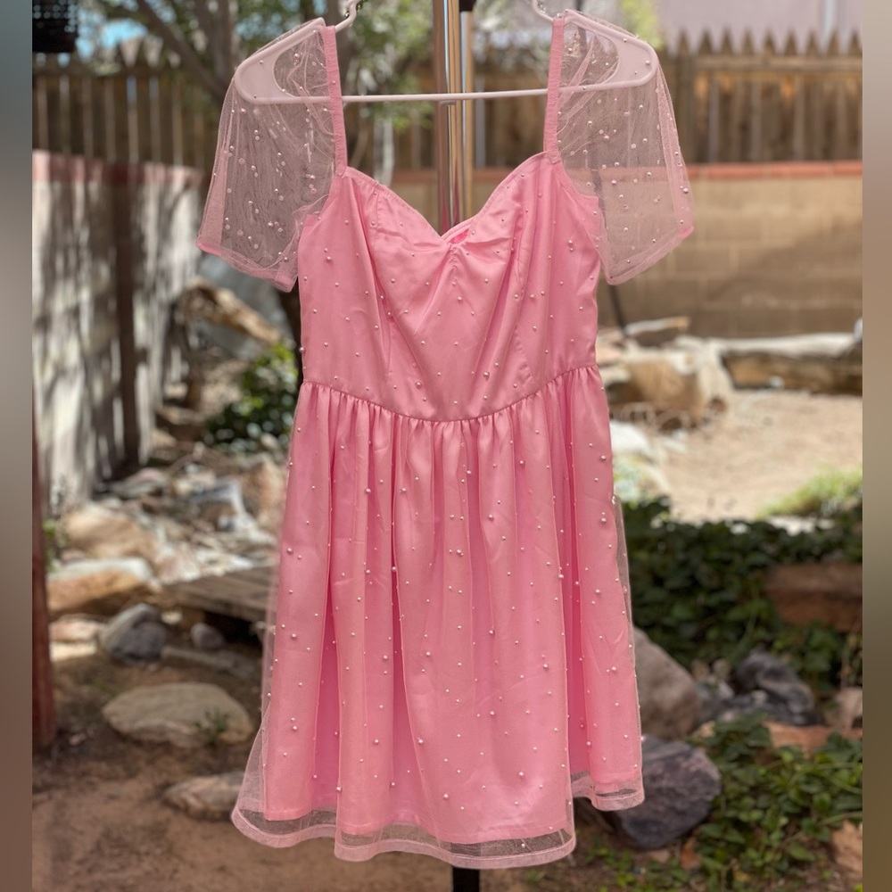💖 Sugar Thrillz Baby Pink Pearl Tulle Babydoll Dress - NEW Small S Dollskill 💖